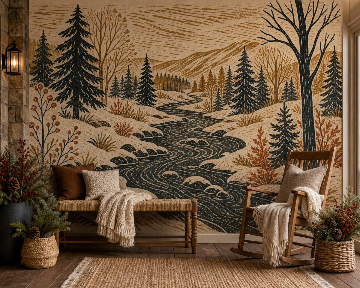 Ochre Snow Wallpaper Mural product view