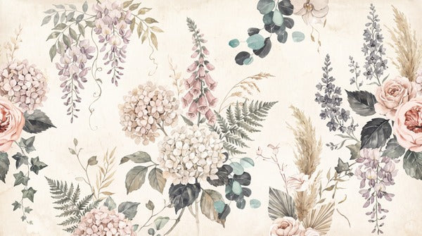 Cream Hanging Blossom Garden Wallpaper Mural