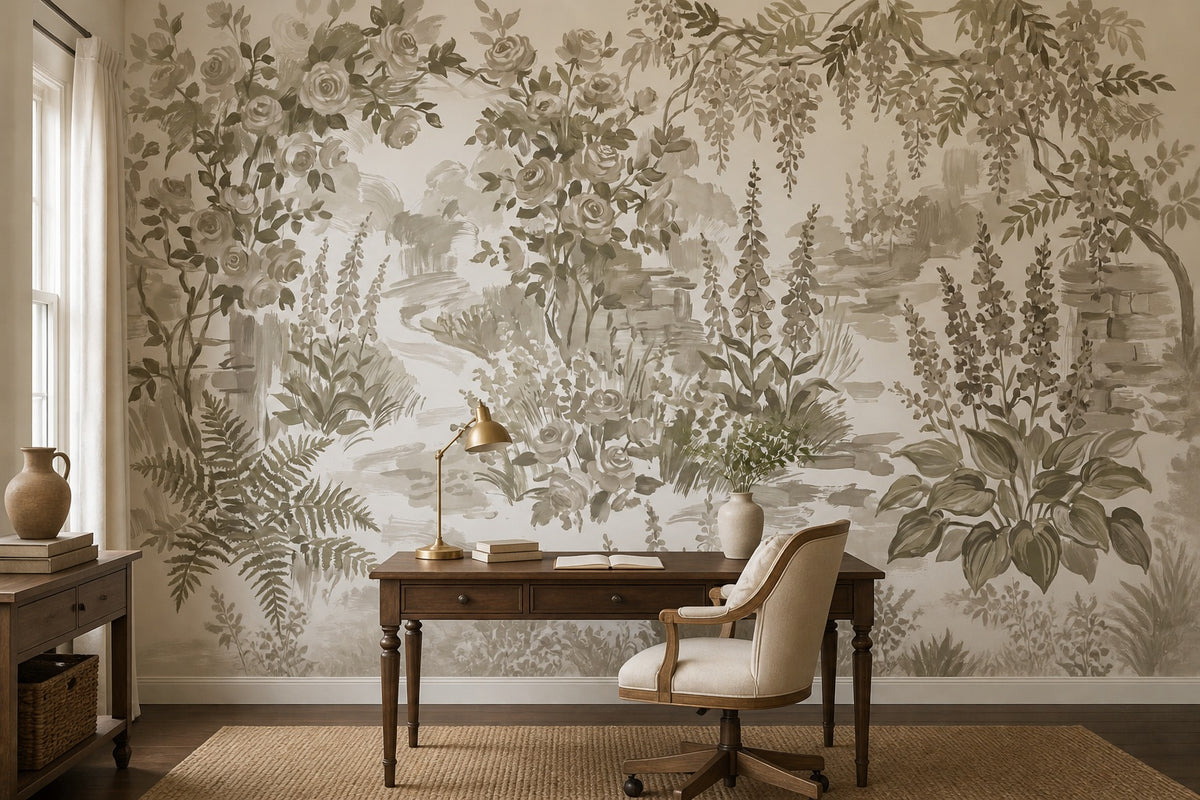 olive flower vintage jungle wallpaper office custom stick on non woven vinyl removable
