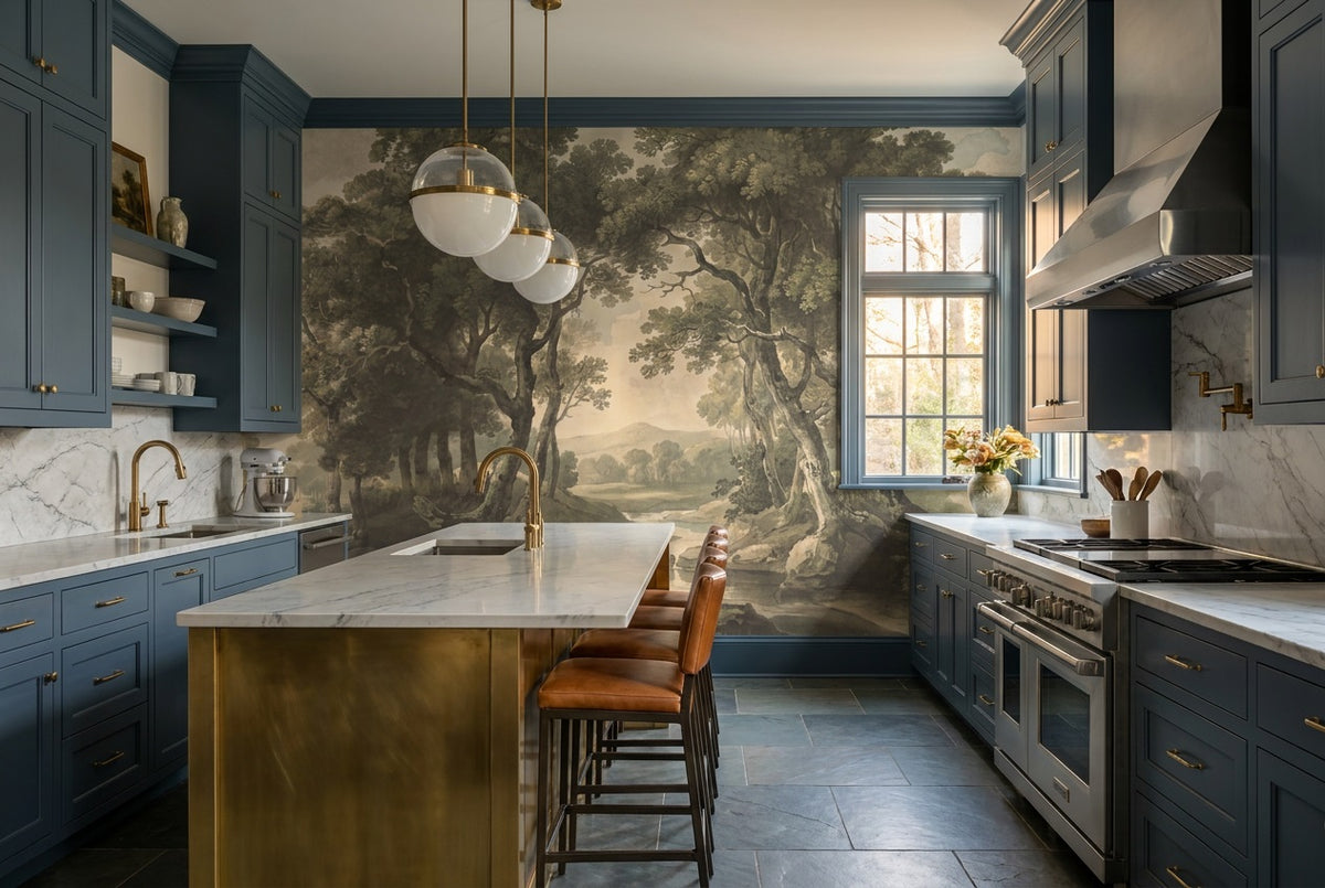 olive forest kitchen custom peel and stick non woven vinyl removable wallpaper mural
