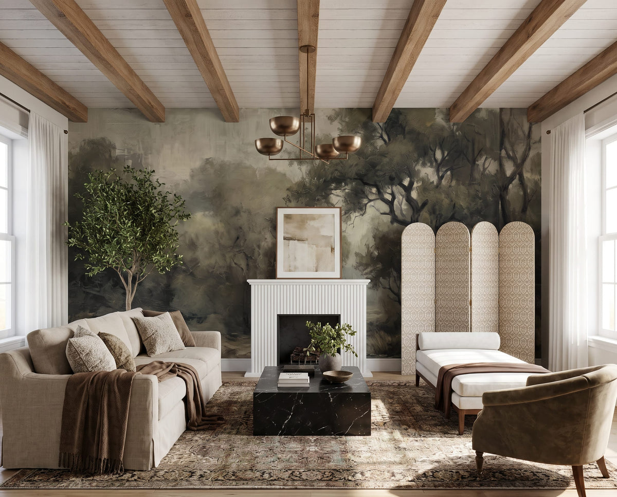 Moody Woodland Stream Landscape Mural Wallpaper