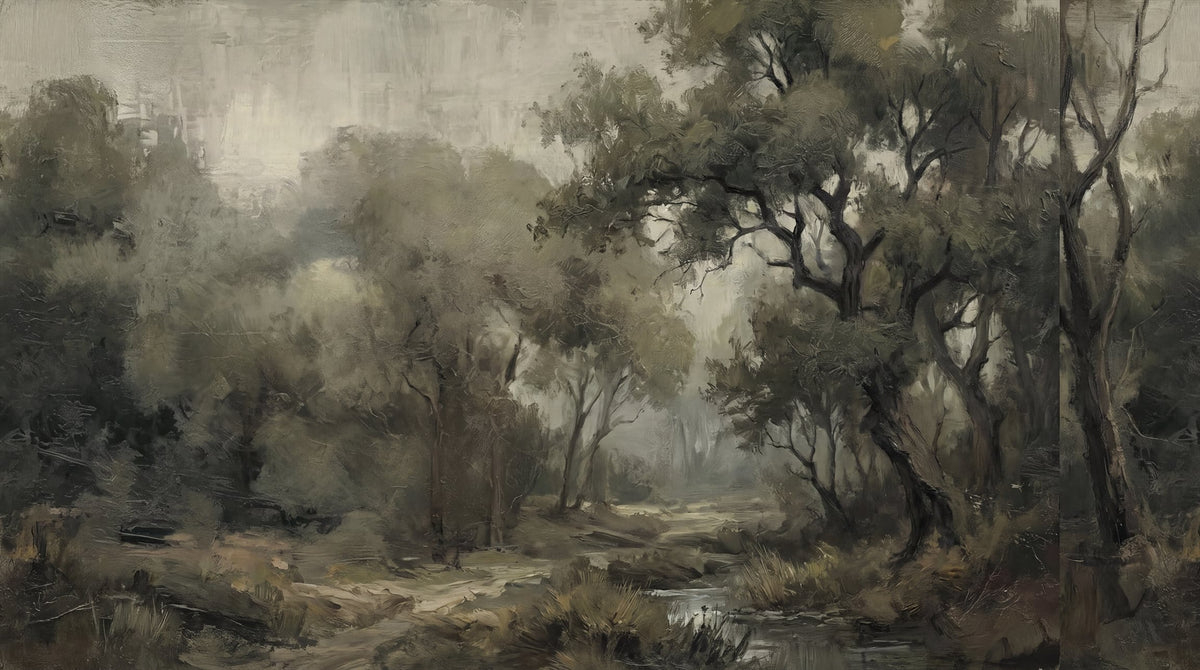 Moody Woodland Stream Landscape Mural Wallpaper