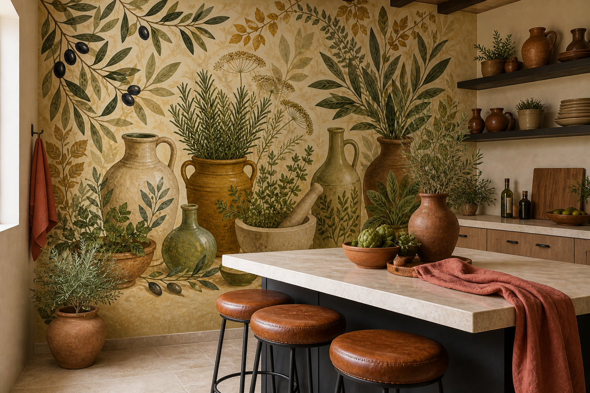 Olive Herb Wallpaper Mural product view