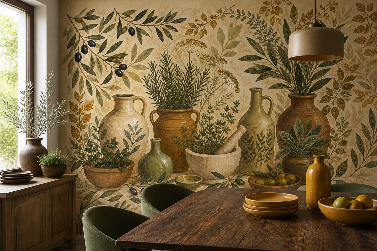 Olive Herb Wallpaper Mural product view