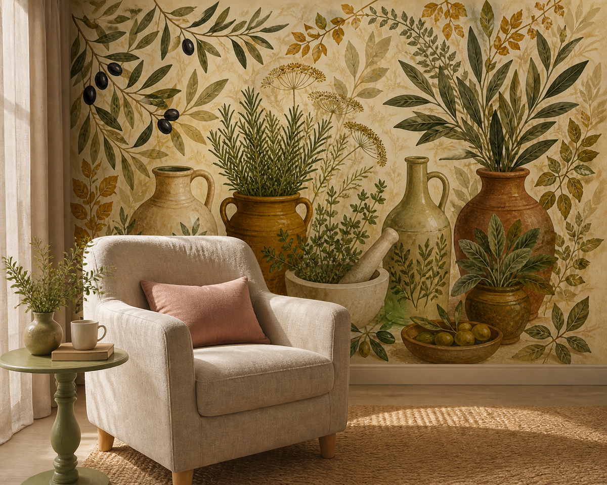 Olive Herb Wallpaper Mural product view