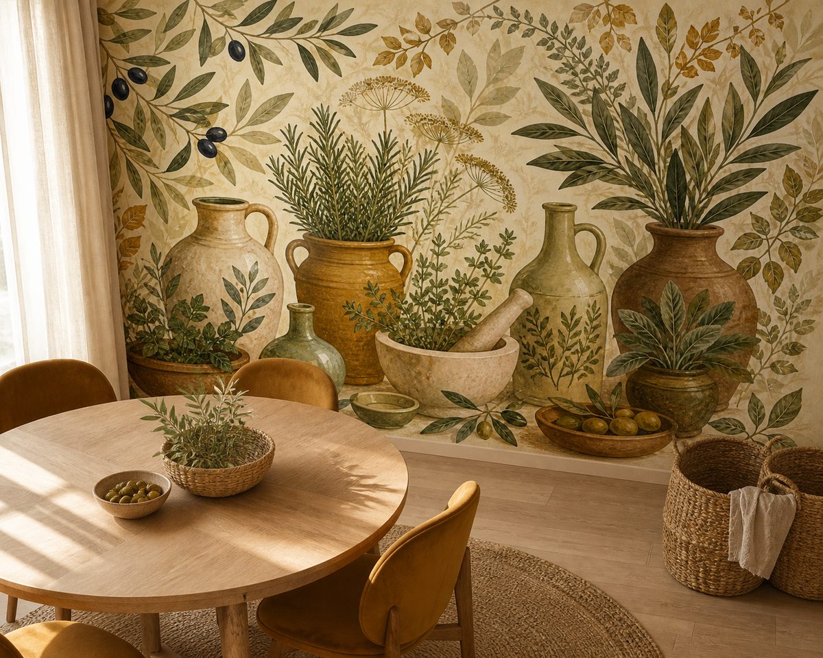 Olive Herb Wallpaper Mural product view