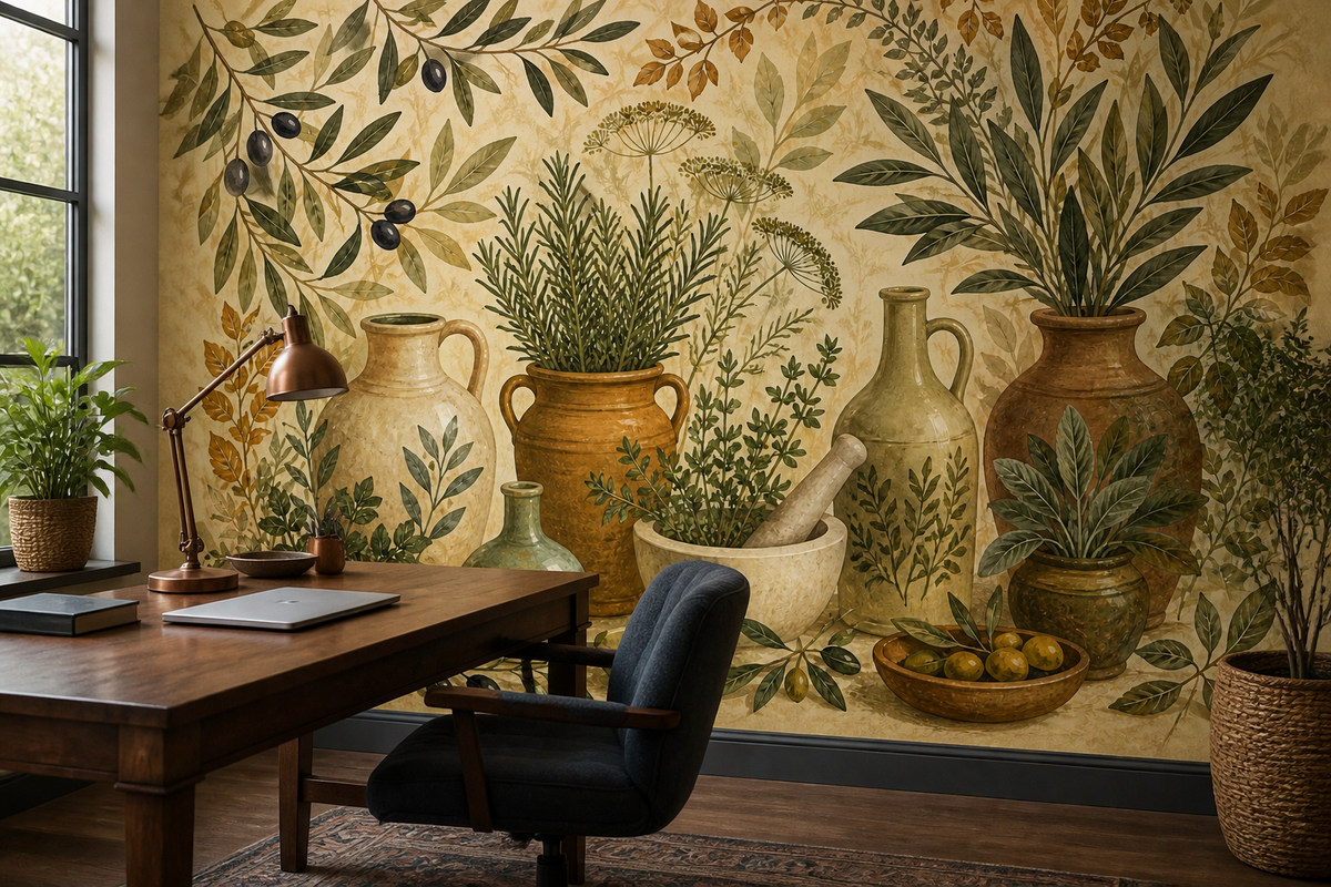 Olive Herb Wallpaper Mural product view