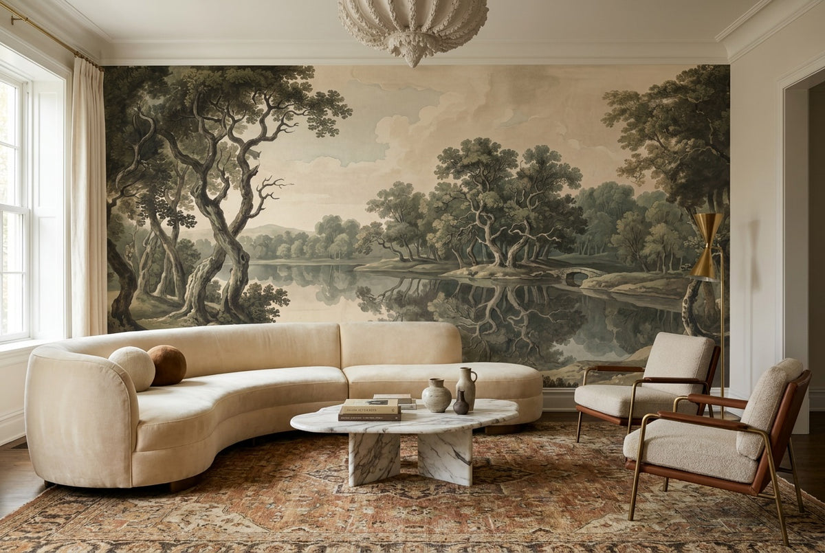 olive lake wallpaper mural custom peel and stick living room removable non woven vinyl
