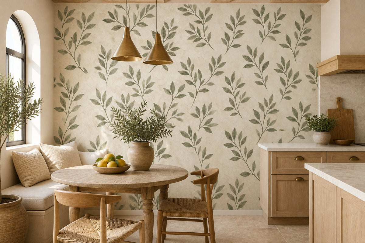 Olive Leaf Sprig Wallpaper Mural product view