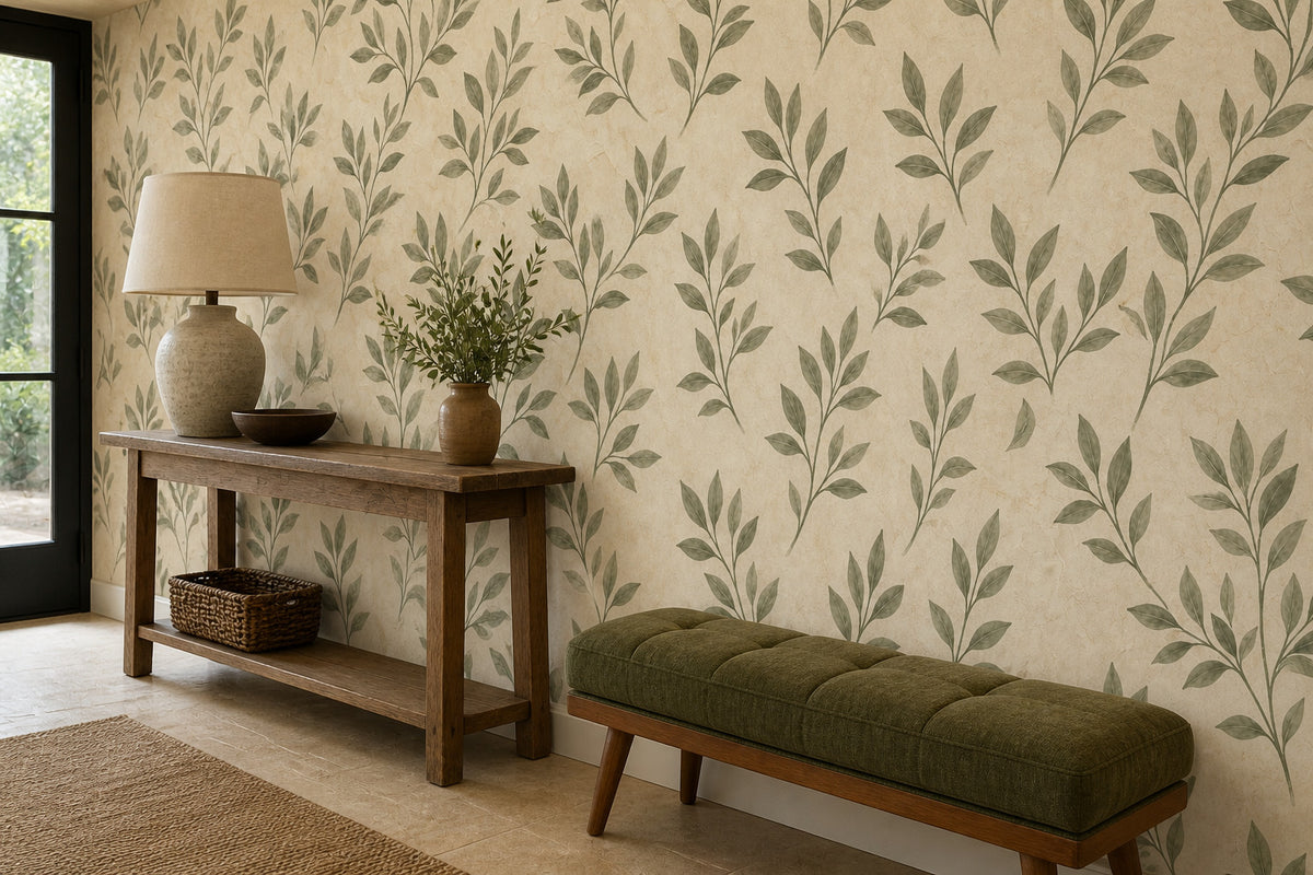 Olive Leaf Sprig Wallpaper Mural product view