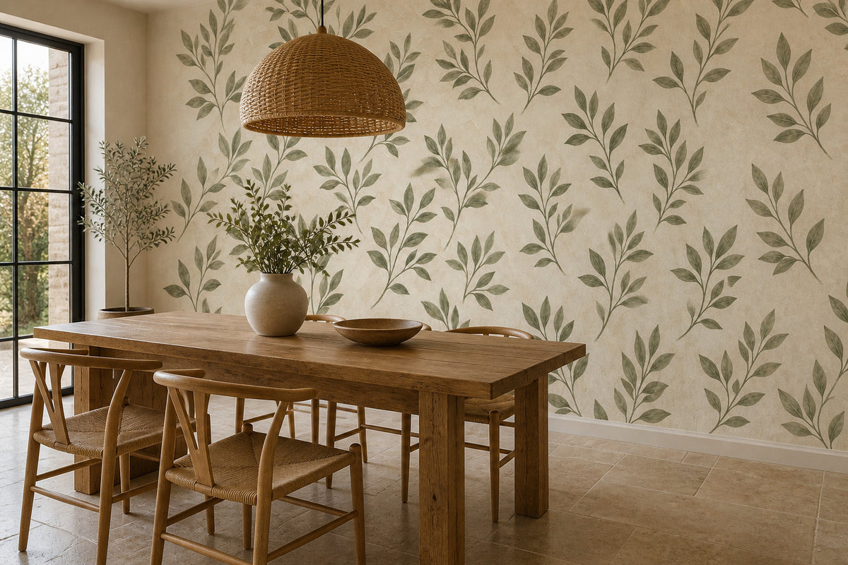 Olive Leaf Sprig Wallpaper Mural product view