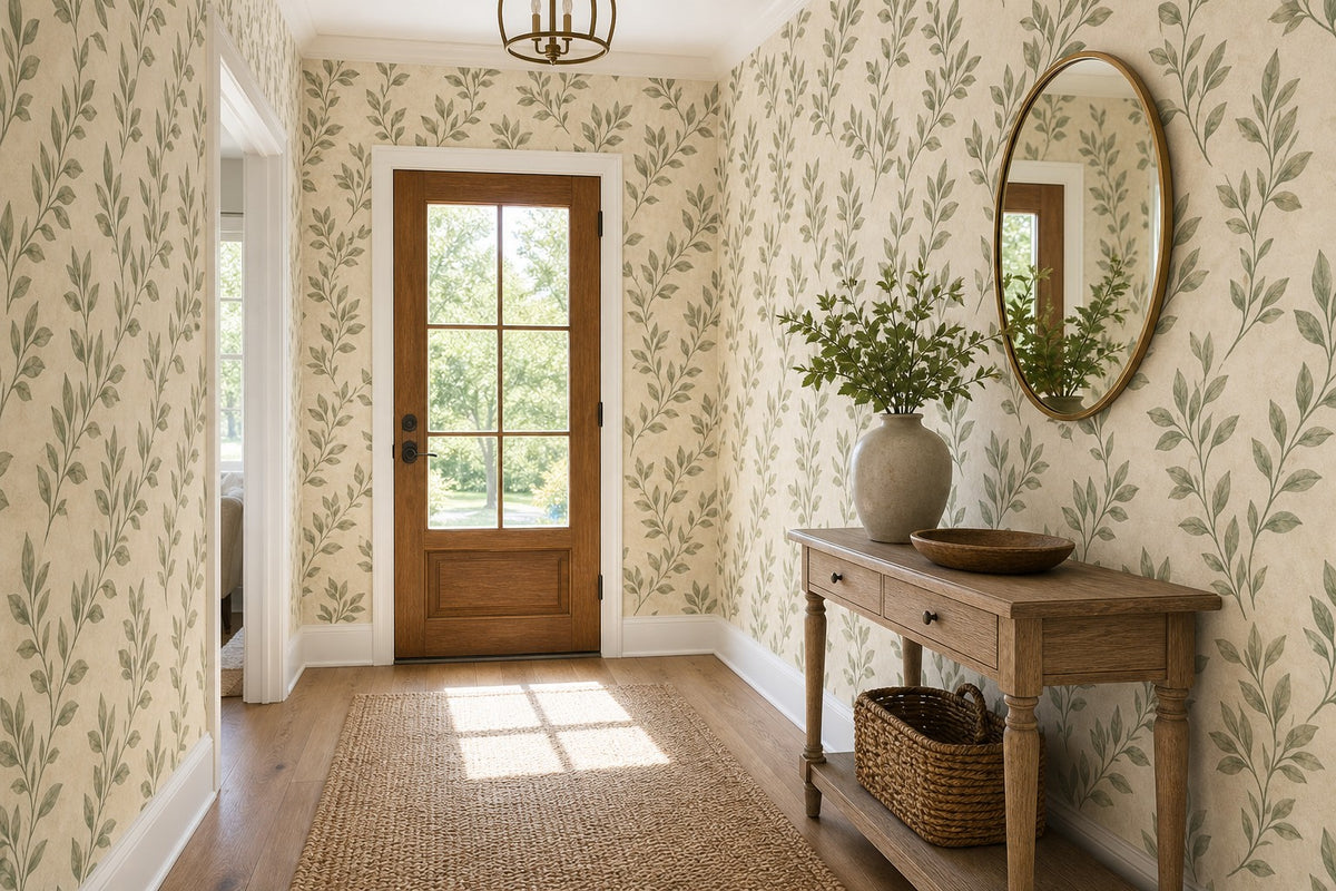 Olive Leaf Sprig Wallpaper Mural product view
