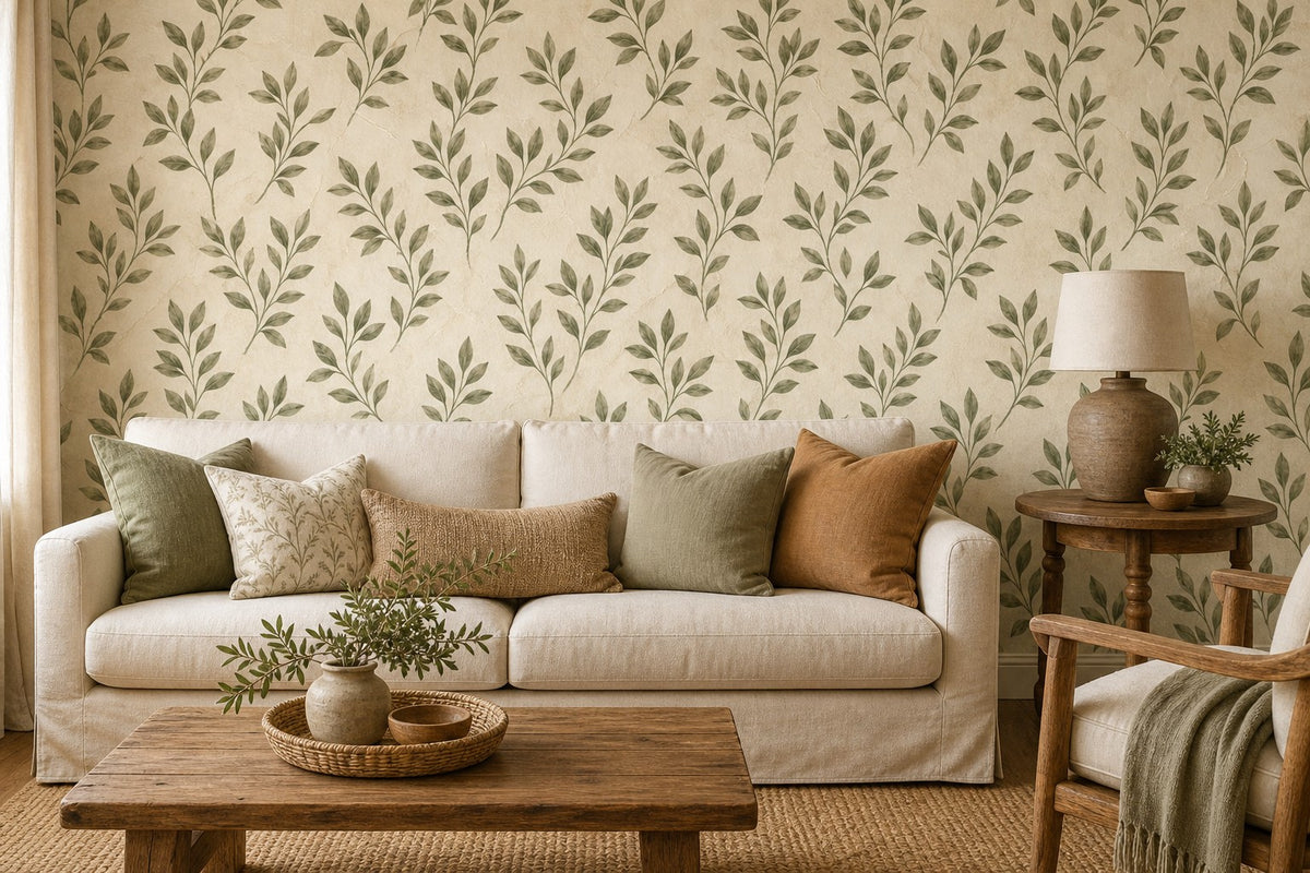 Olive Leaf Sprig Wallpaper Mural product view