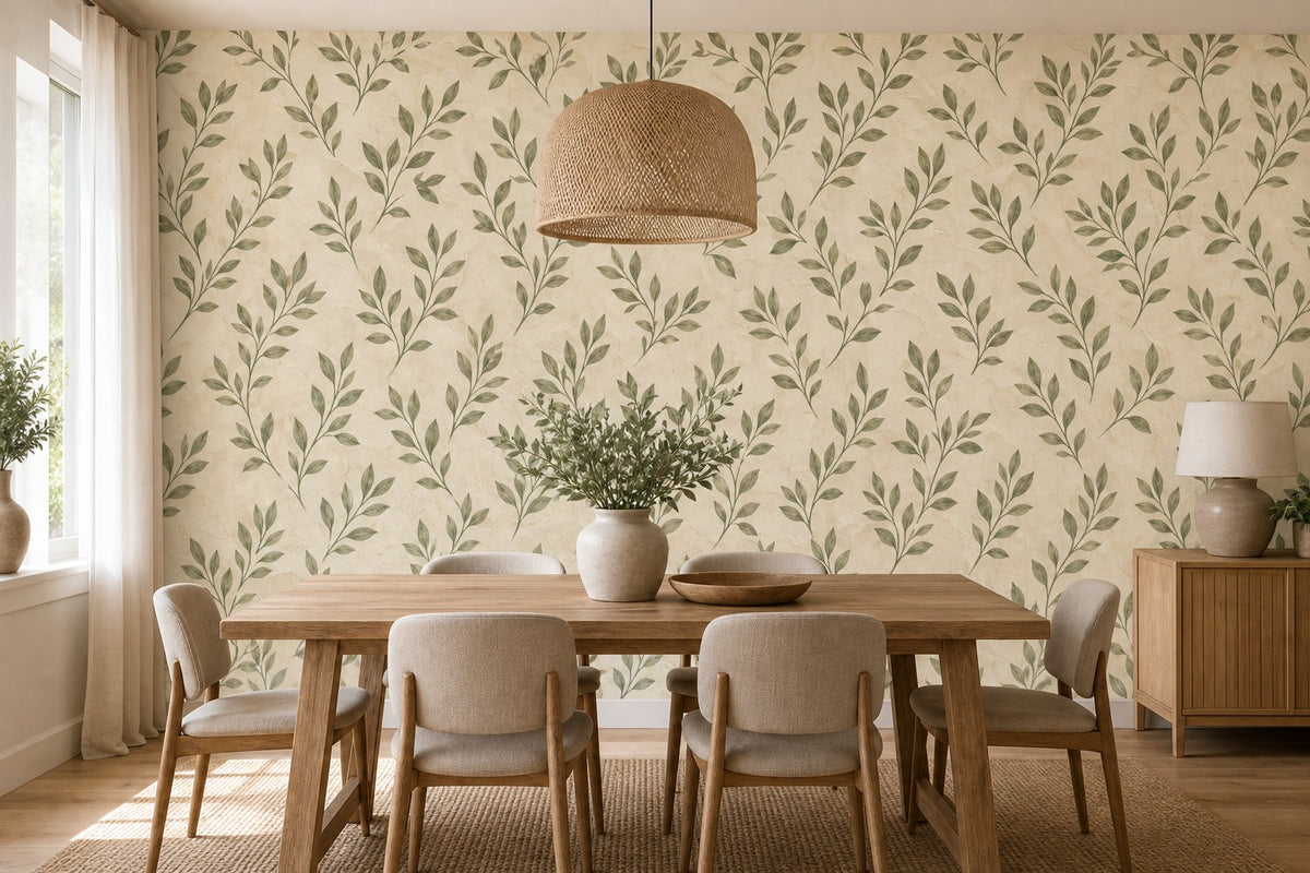 Olive Leaf Sprig Wallpaper Mural product view