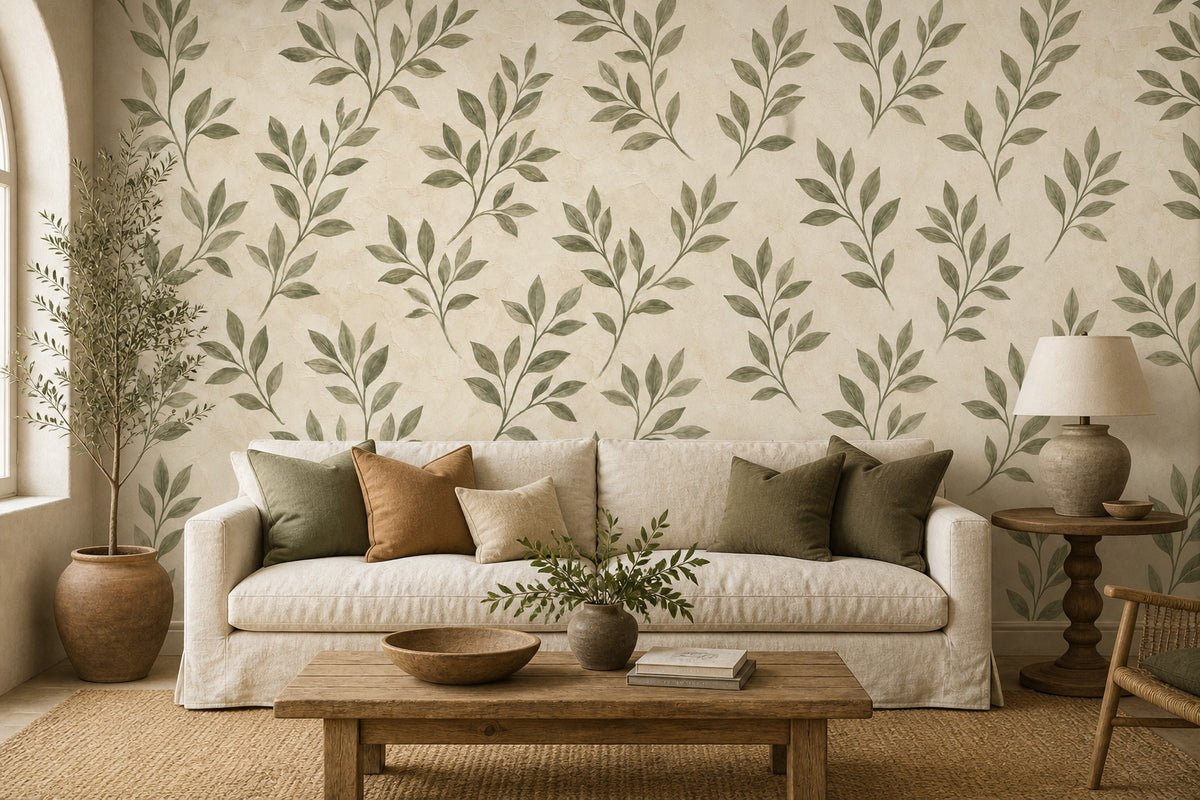 Olive Leaf Sprig Wallpaper Mural product view