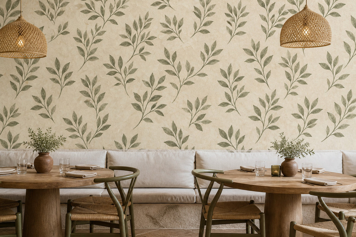 Olive Leaf Sprig Wallpaper Mural product view
