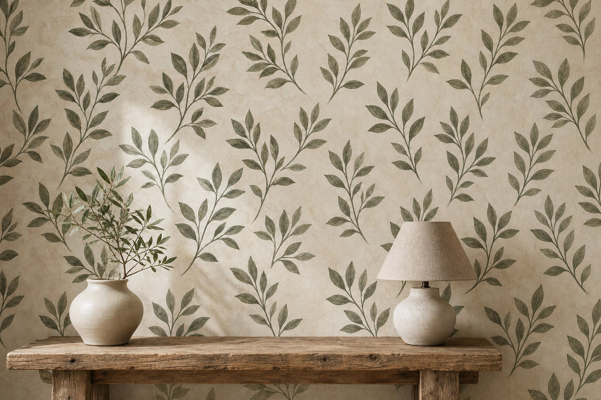 Olive Leaf Sprig Wallpaper Mural product view