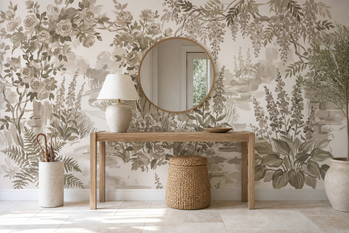 olive leaf vintage jungle wallpaper entryway custom stick on non woven vinyl removable