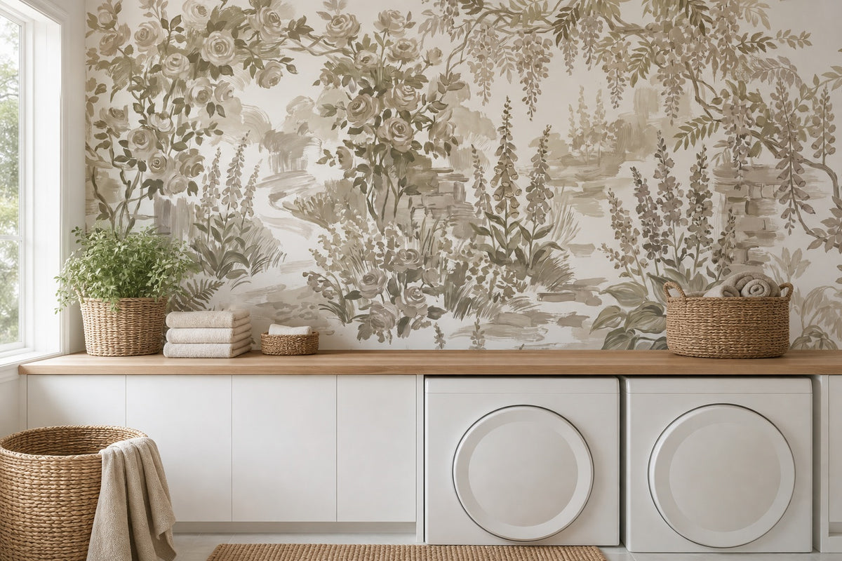 olive leaf vintage jungle wallpaper laundry custom stick on non woven vinyl removable