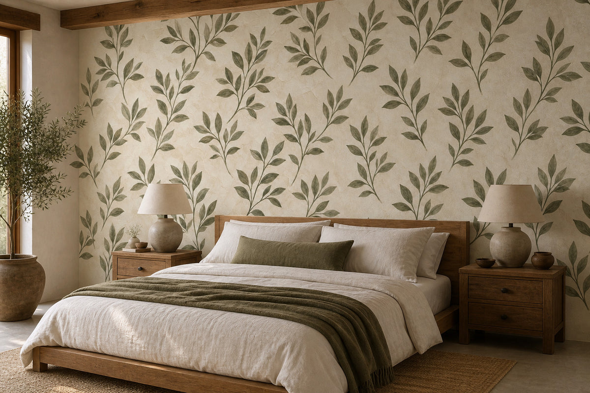 Olive Leaf Sprig Wallpaper Mural product view