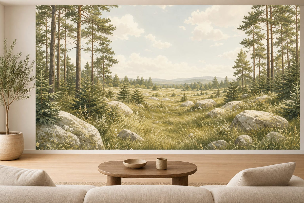 Olive Meadow Wallpaper Mural product view