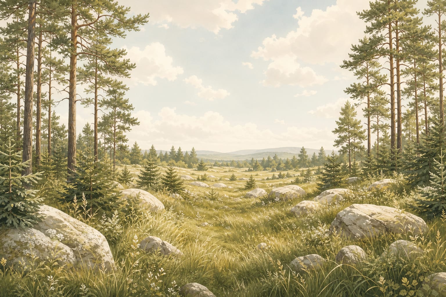 Olive Meadow Wallpaper Mural