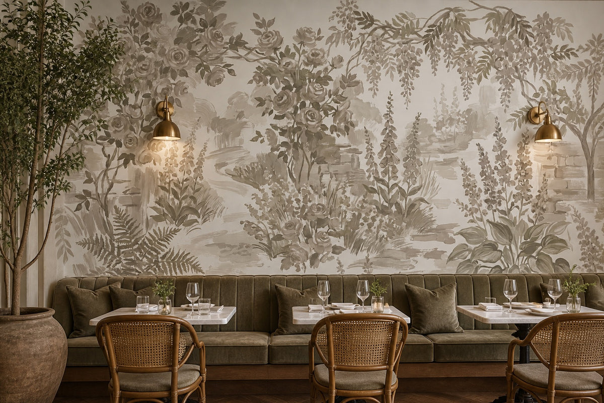 olive vintage jungle wallpaper restaurant custom stick on non woven vinyl removable