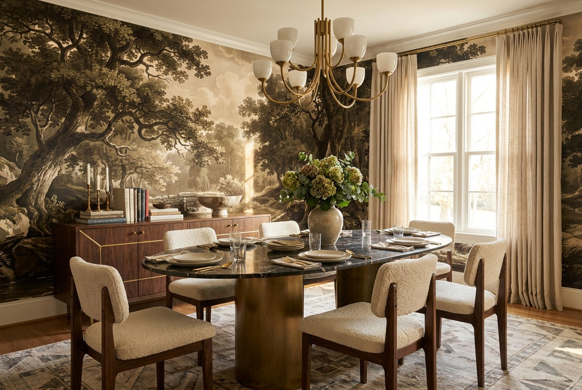 olive woodland dining custom peel and stick non woven vinyl removable wallpaper mural