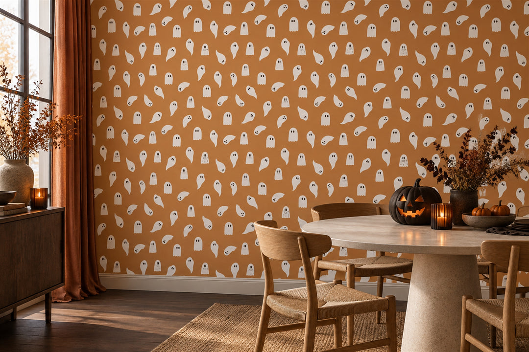 orange ghosts custom self adhesive wallpaper mural dining removable non woven vinyl