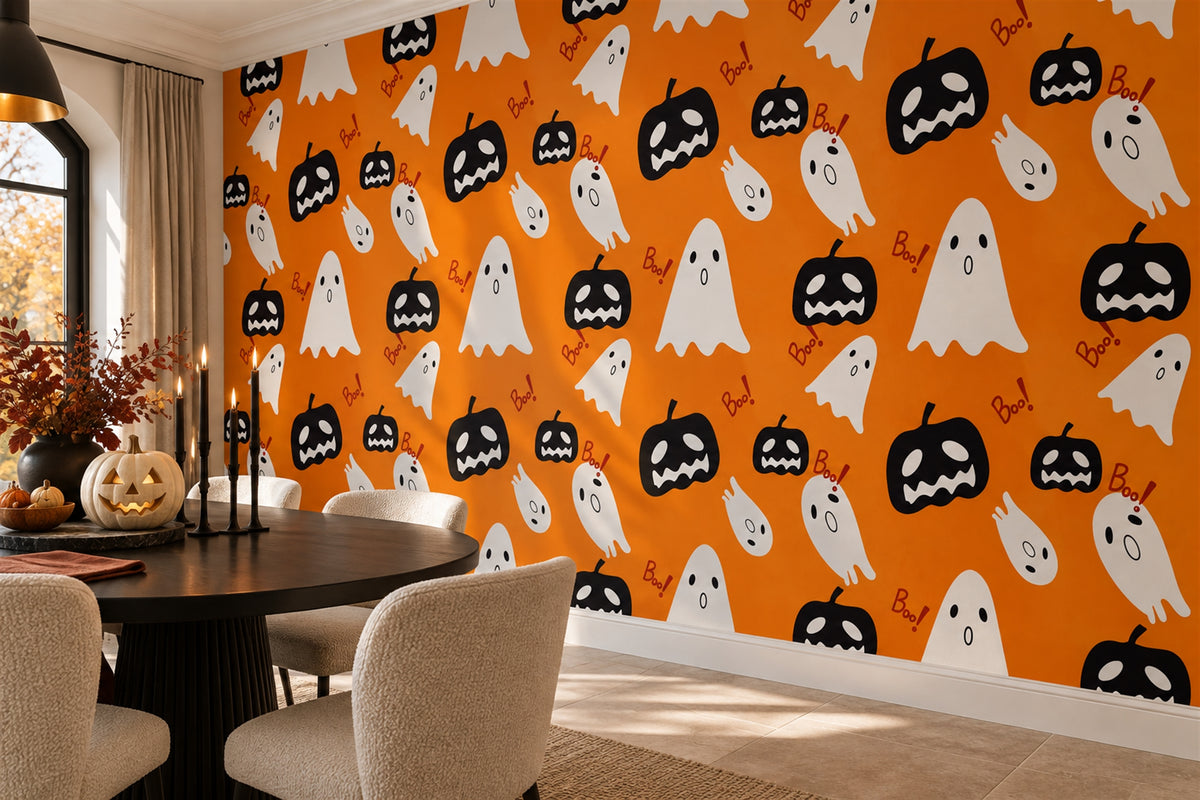 orange ghosts custom self adhesive wallpaper mural dining removable non woven vinyl