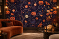 Navy Pumpkin Vines Halloween Wallpaper Mural