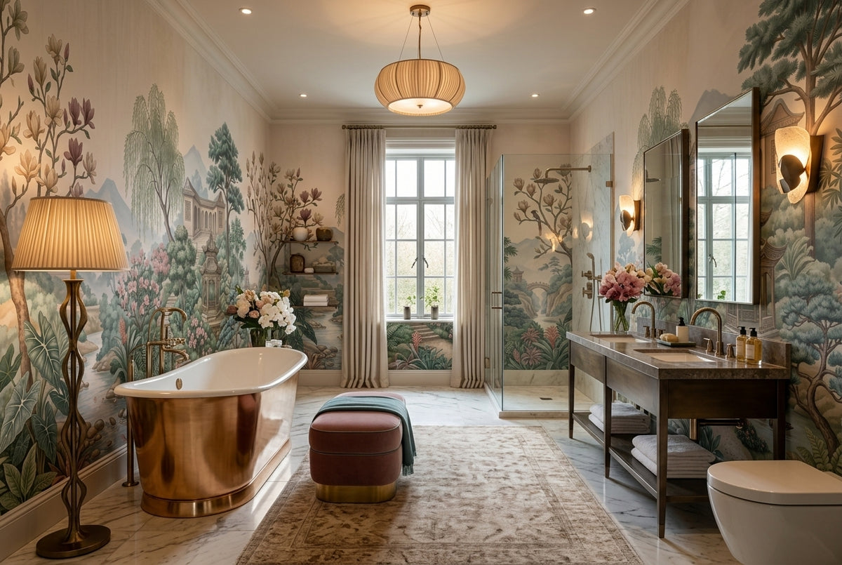 pastel garden wallpaper mural custom stick on bathroom removable non woven vinyl