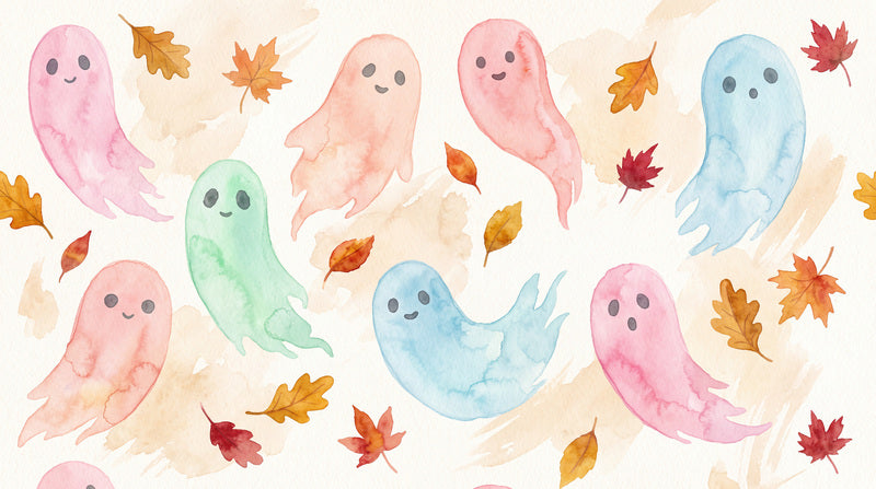 Cream Pastel Ghosts Halloween Wallpaper Mural