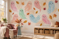 Cream Pastel Ghosts Halloween Wallpaper Mural