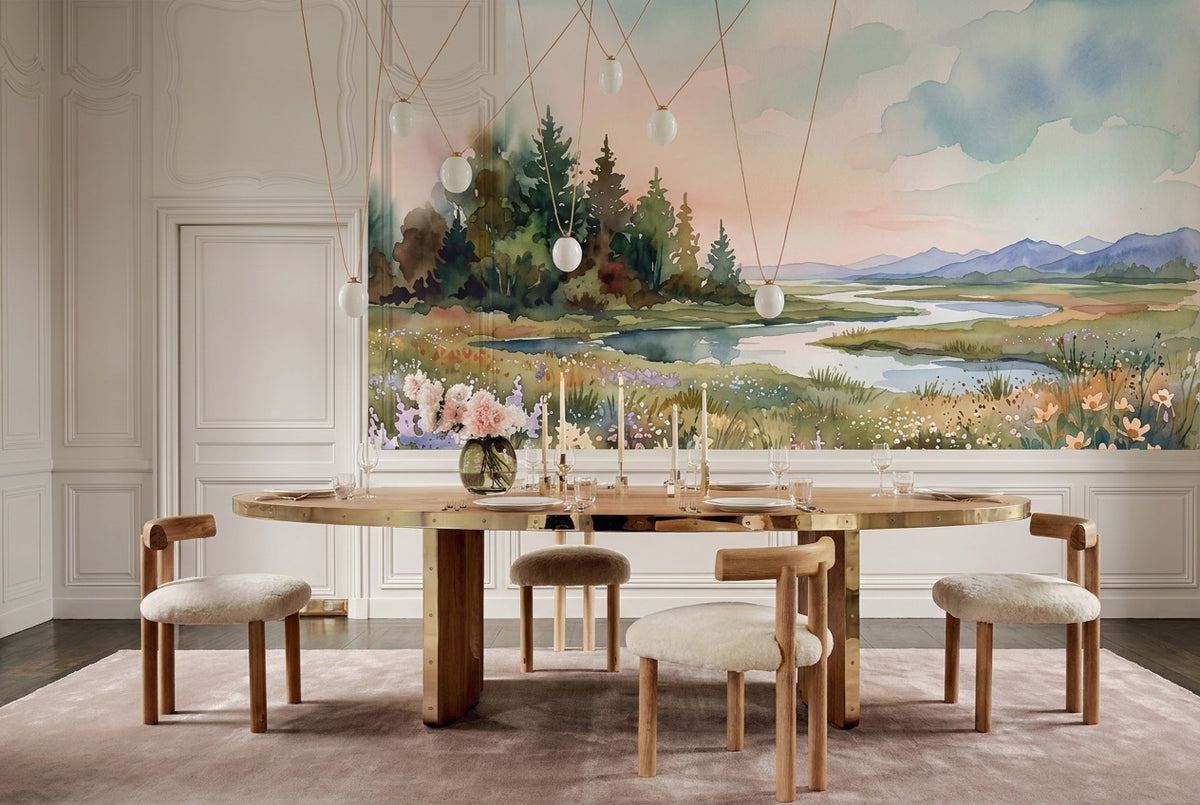 pastel meadow dining custom self adhesive non woven vinyl removable wallpaper mural