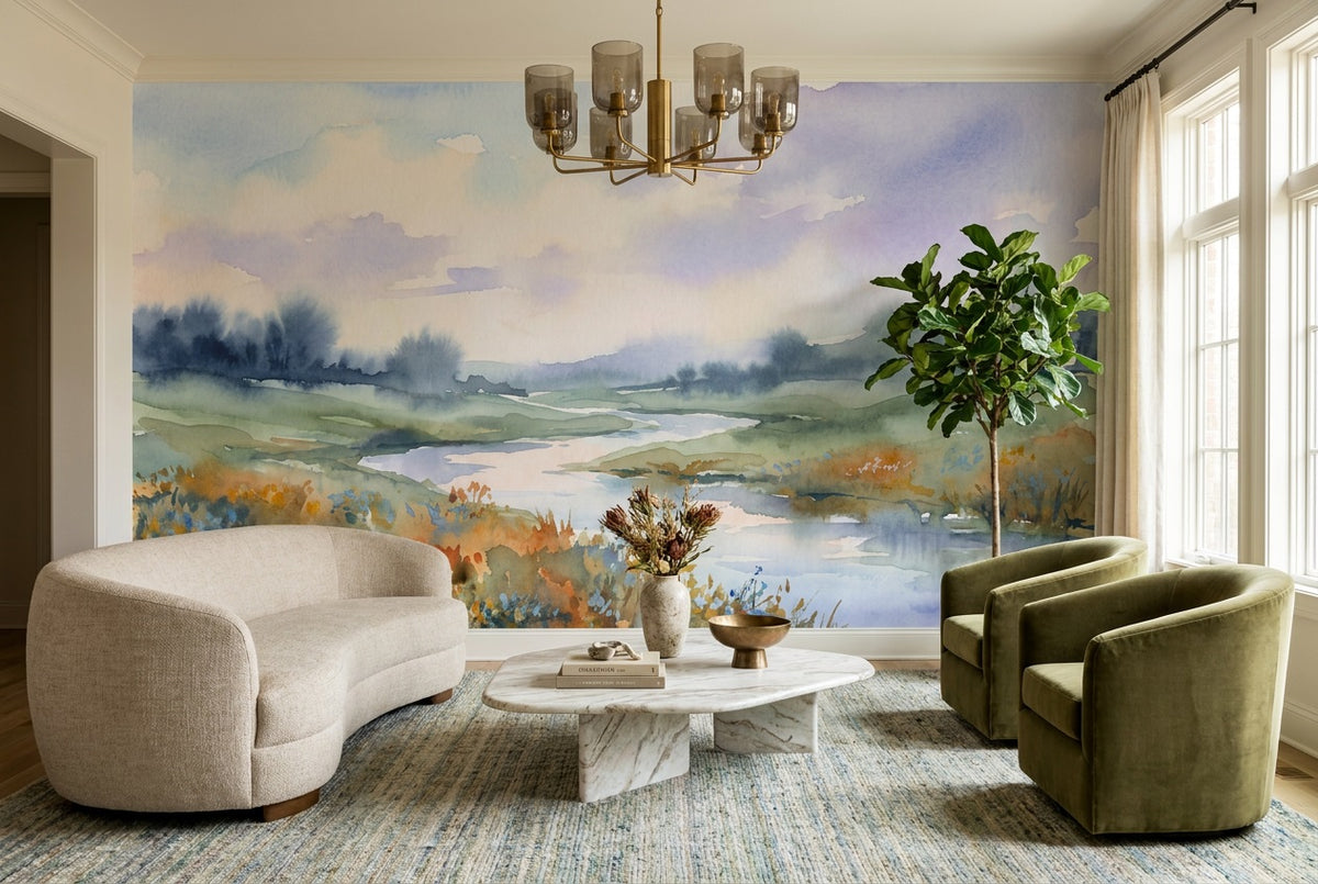 pastel river wallpaper mural custom stick on living room removable non woven vinyl