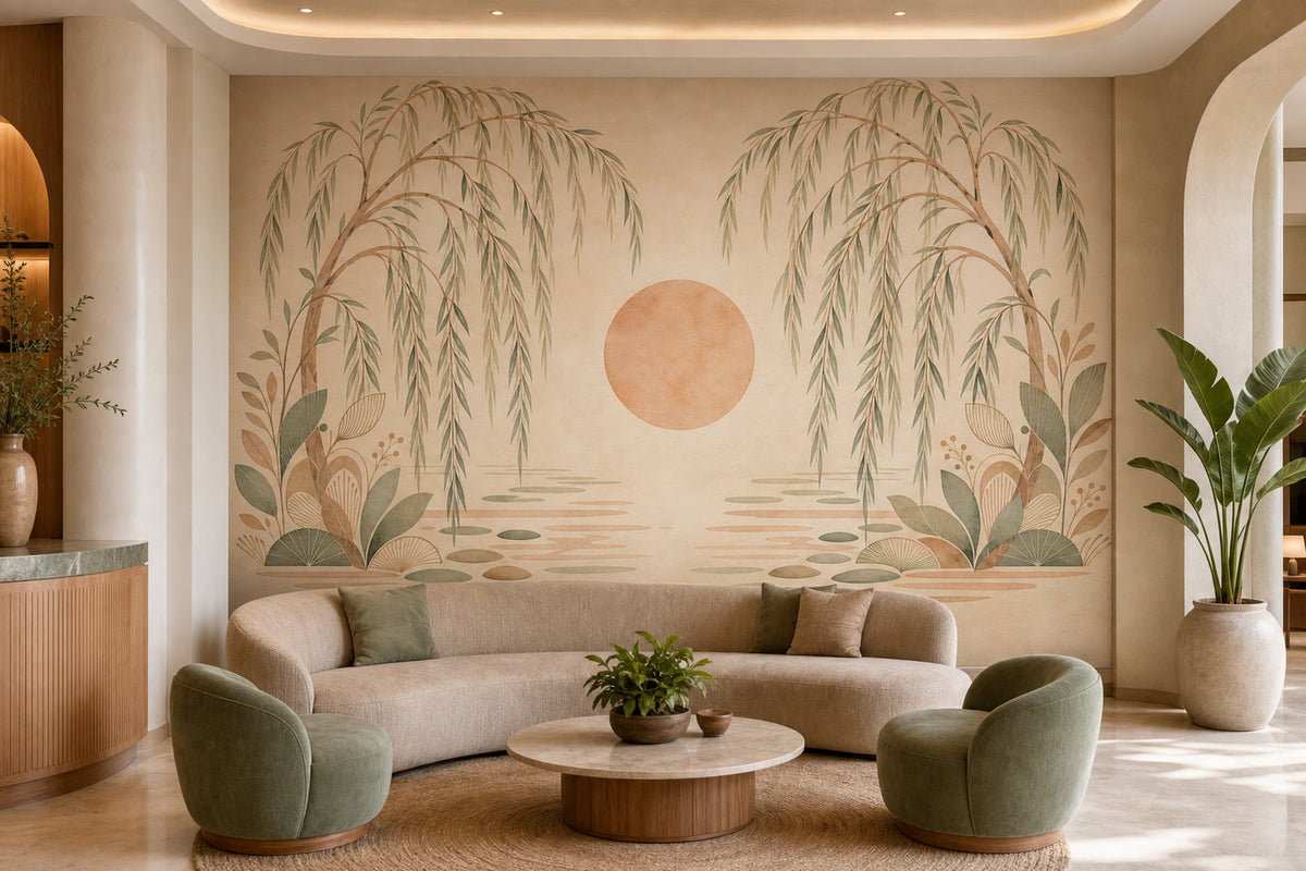 Peach Willow Mid Wallpaper Mural product view