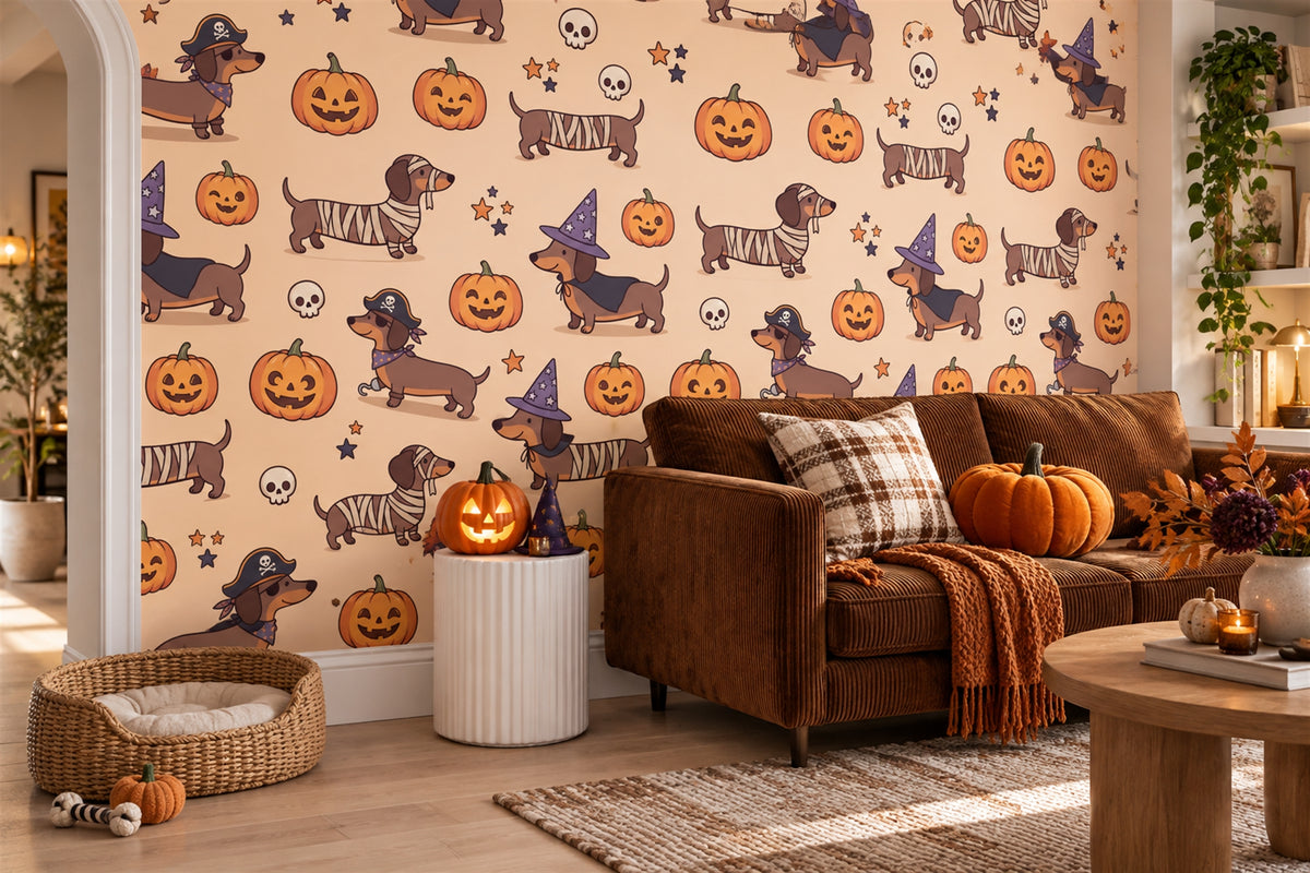 peach dogs living room custom self adhesive removable non woven vinyl wallpaper mural