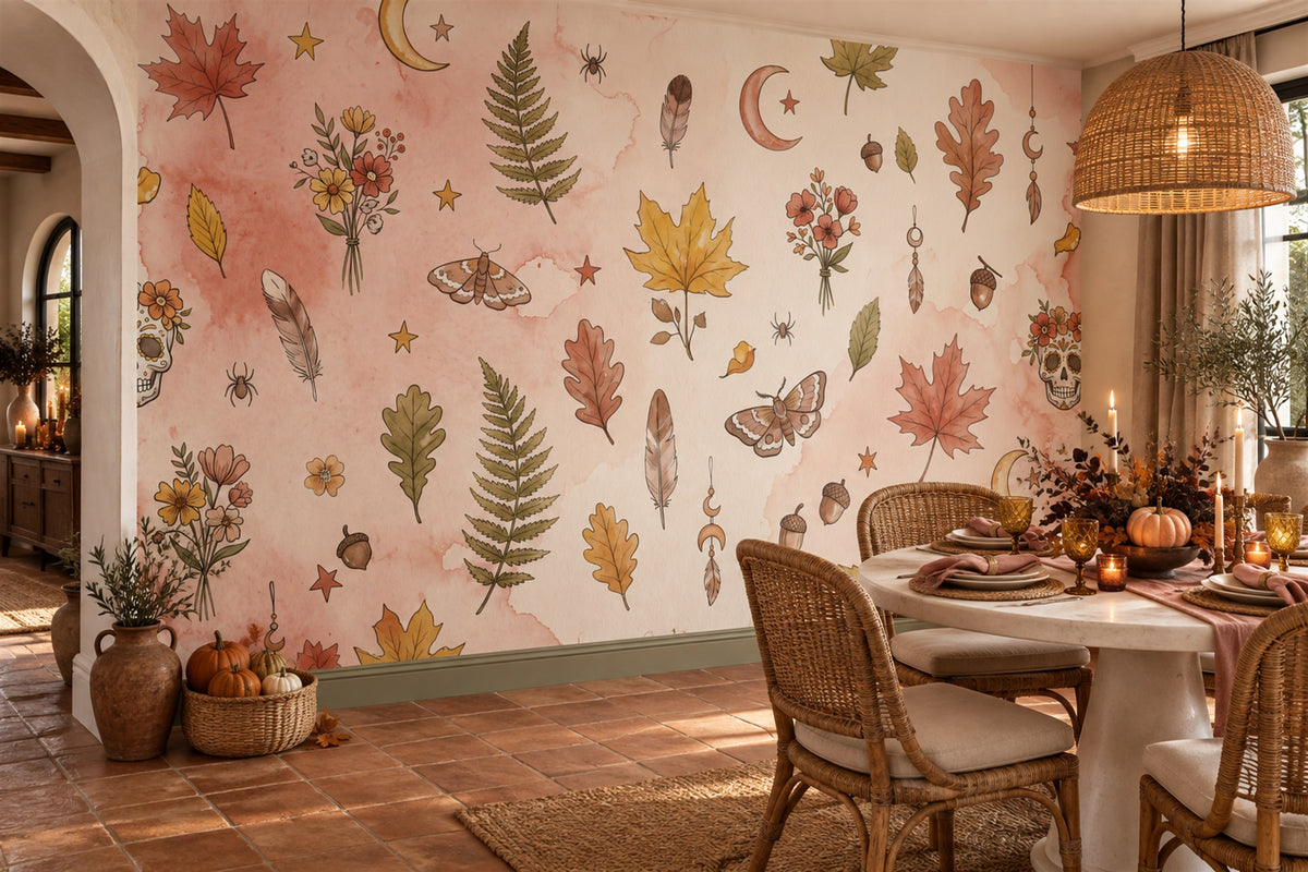 peach leaves custom stick on wallpaper mural dining room removable non woven vinyl