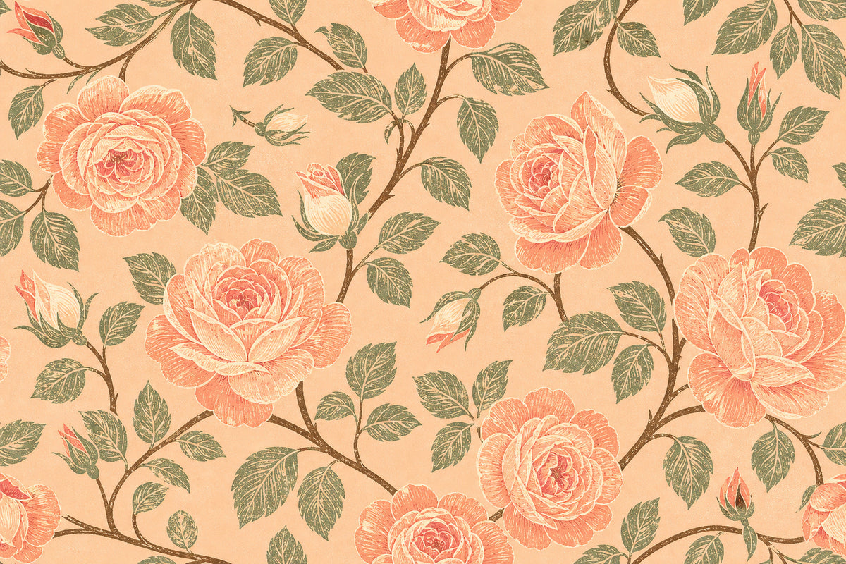 Peach Rose Wallpaper Mural product view