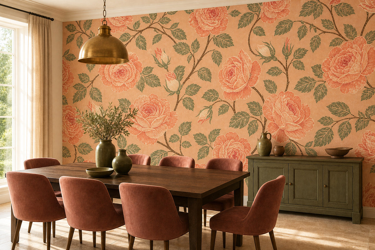 Peach Rose Wallpaper Mural product view