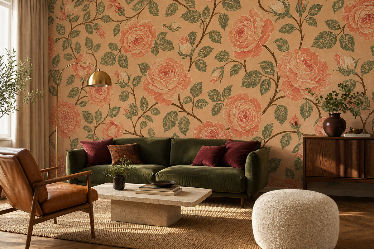 Peach Rose Wallpaper Mural product view