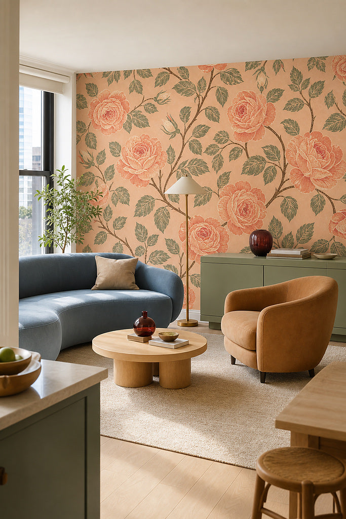 Peach Rose Wallpaper Mural product view
