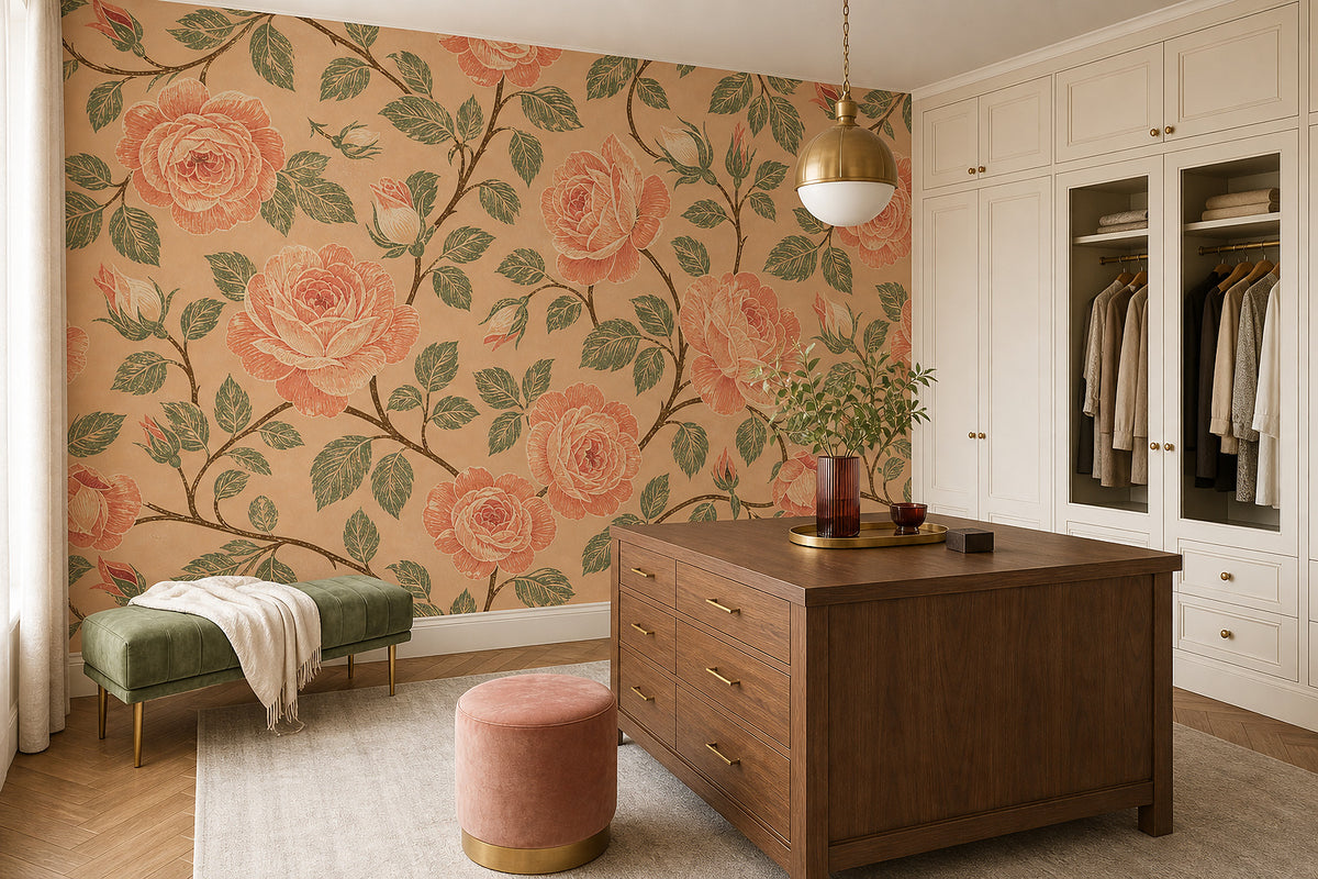 Peach Rose Wallpaper Mural product view
