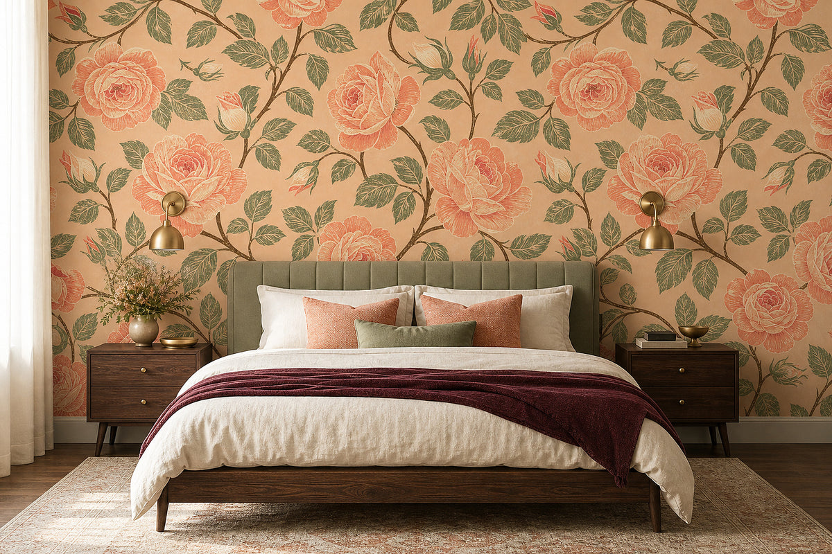 Peach Rose Wallpaper Mural product view