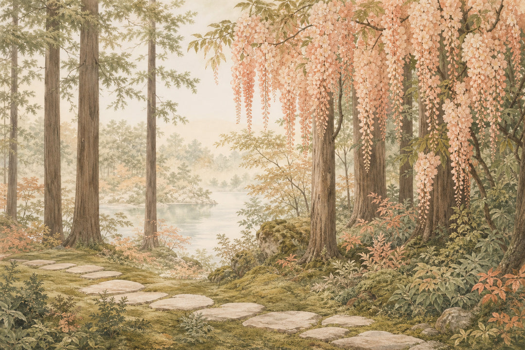 Peach Wisteria Wallpaper Mural product view