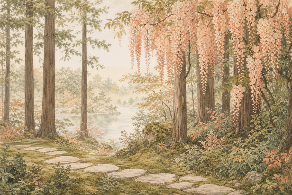 Peach Wisteria Wallpaper Mural product view