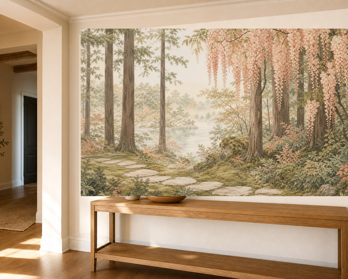 Peach Wisteria Wallpaper Mural product view