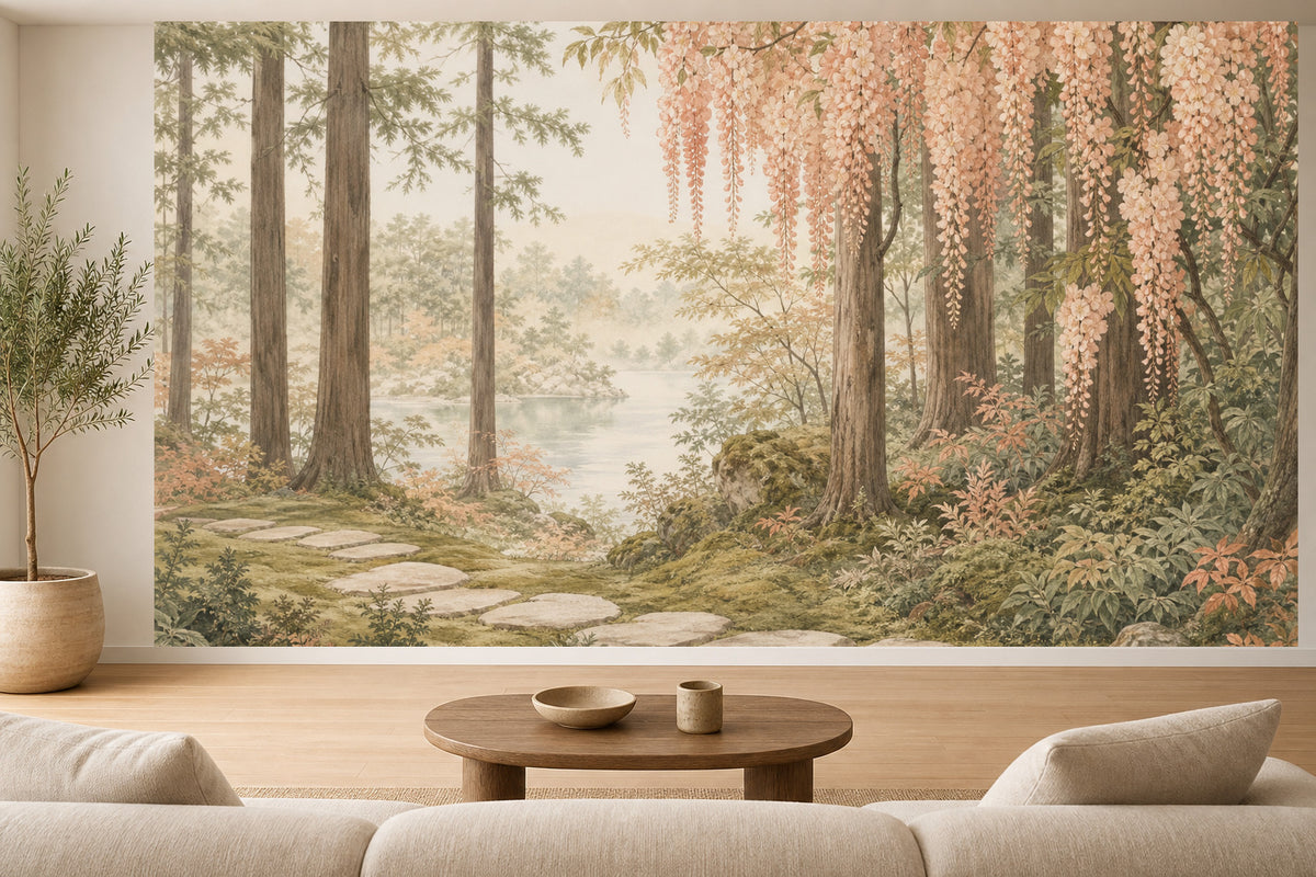 Peach Wisteria Wallpaper Mural product view