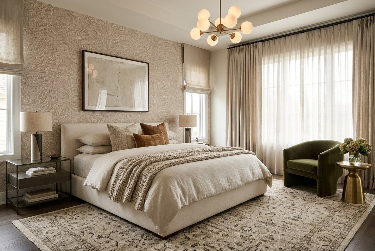 peel and stick custom beige swirl bedroom wallpaper mural removable non woven vinyl